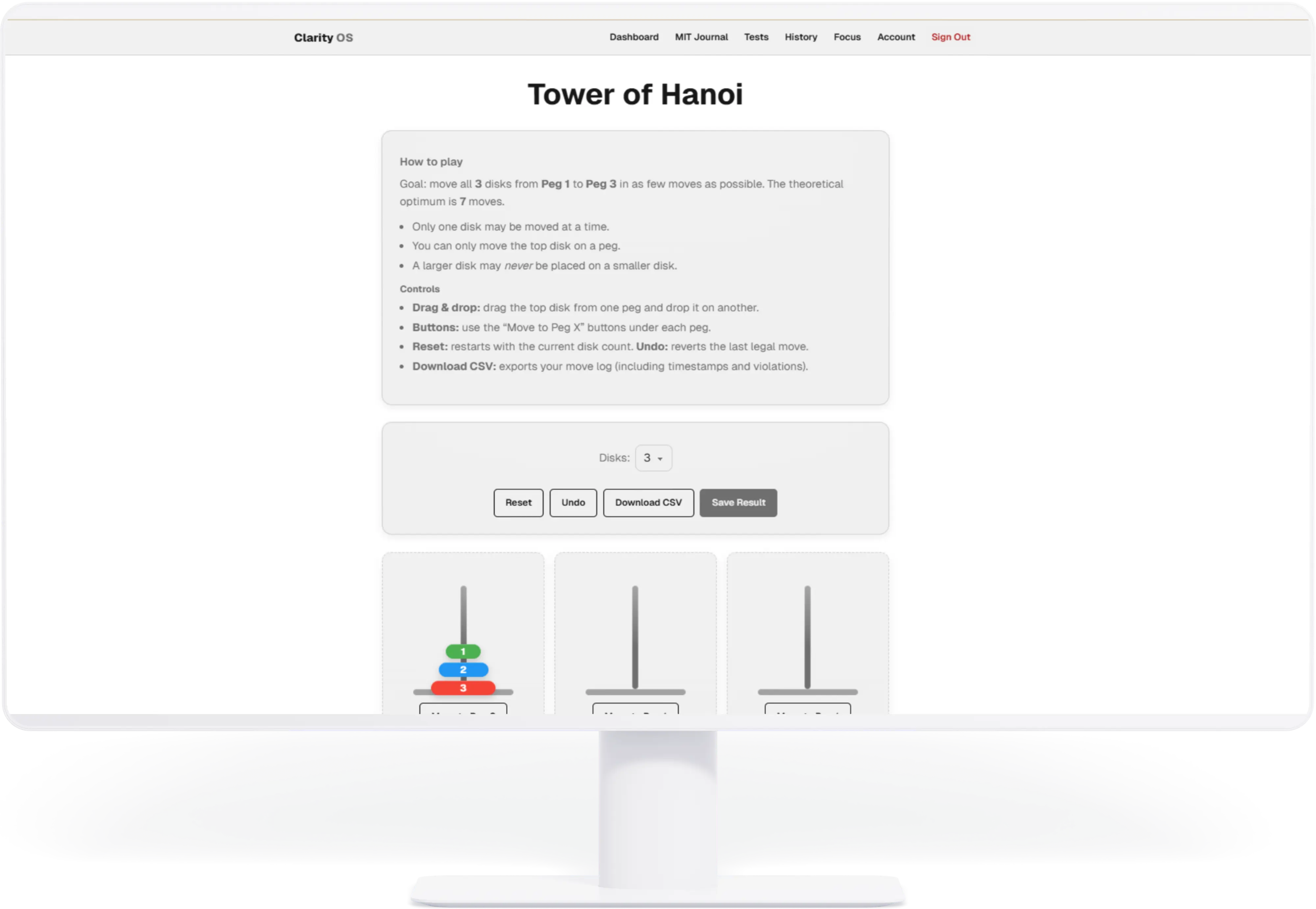 Clarity OS web app for managing Protection Windows and focus time